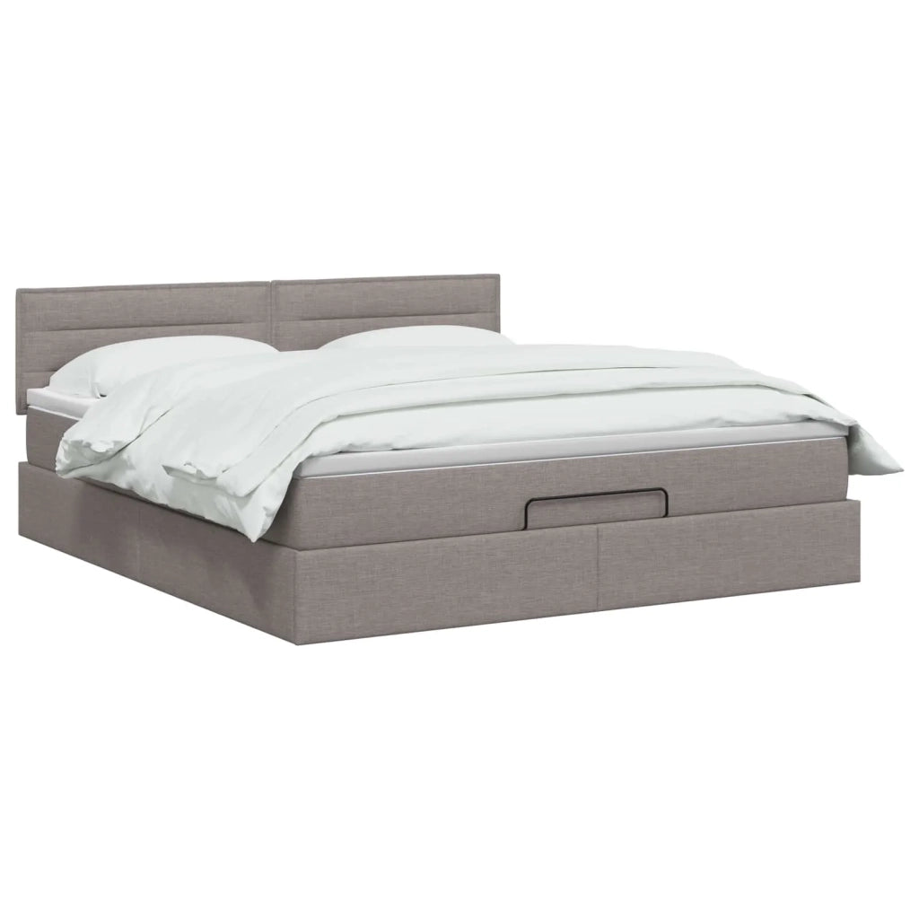 Letto Ottomano con Materasso e LED Tortora 140 x 200 cm Tessuto 3456833