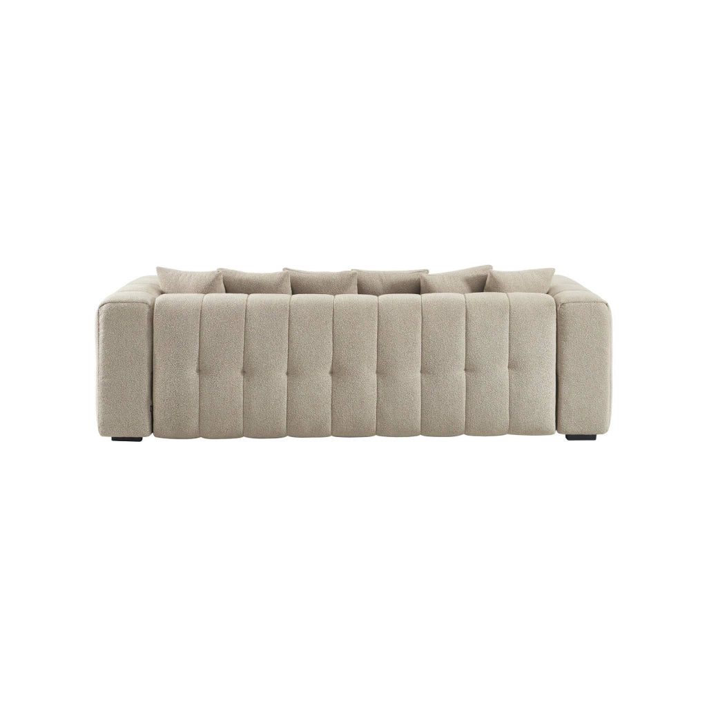 Divano letto in bouclé compresso testurizzato con contenitore, beige