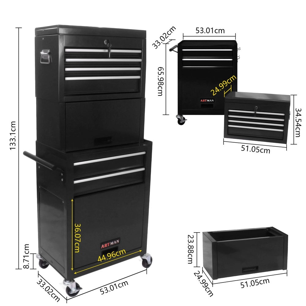 Cassettiera con Ruote e Cassetti Rimovibile per Garage ¨C MINIMAL ¨C Nero