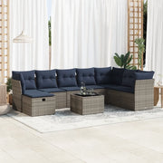 Set Divano da Giardino 9 pz con Cuscini Grigio in Polyrattan 3325347