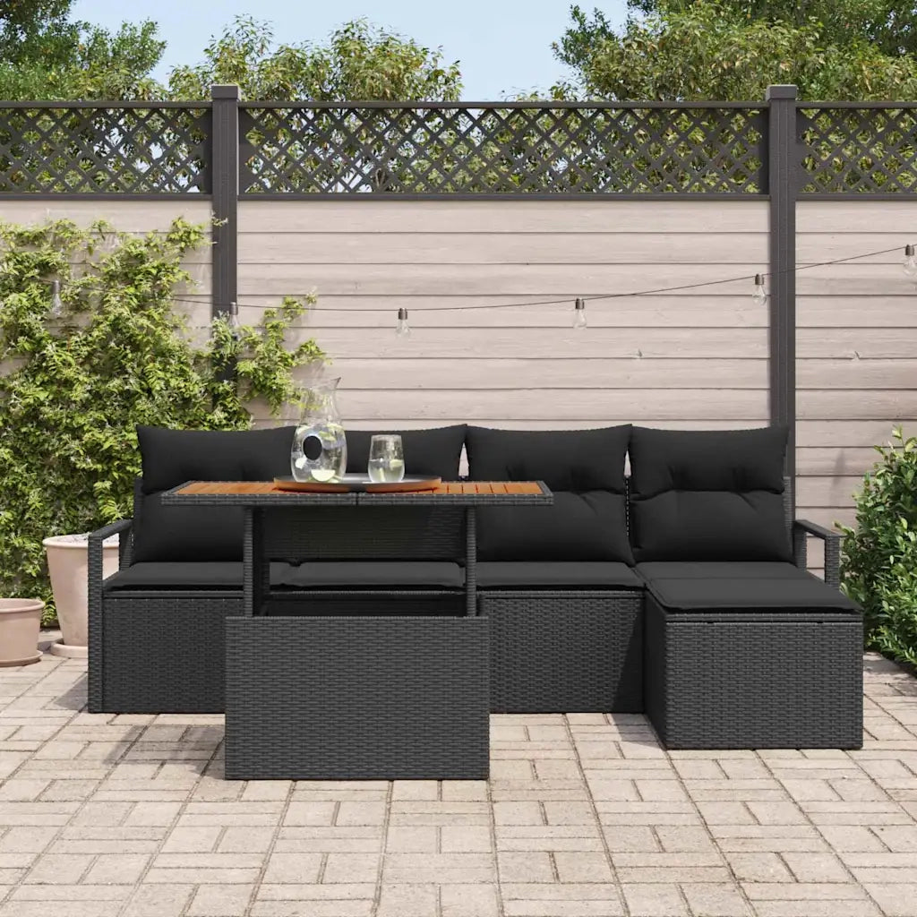 Set Divano da Giardino con archiviazione 6 pcs Nero Poly Rattan 3358438