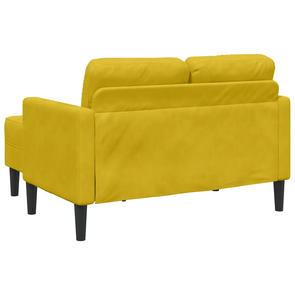 Divano 2 Posti con Chaise longue a L Giallo 125 cm Velluto 4107074