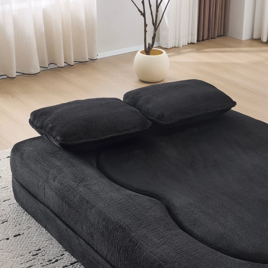 Divano Letto Pieghevole ¨C MINIMAL ¨C Nero, Flanella, Cuscini