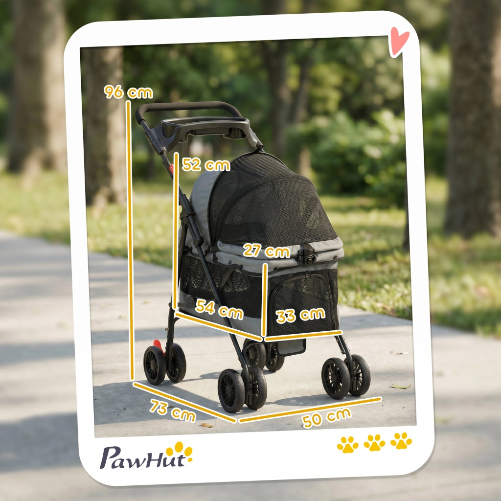 Carrello per Cani Piegevole ¨C Minimal ¨C Grigio con Cuscini