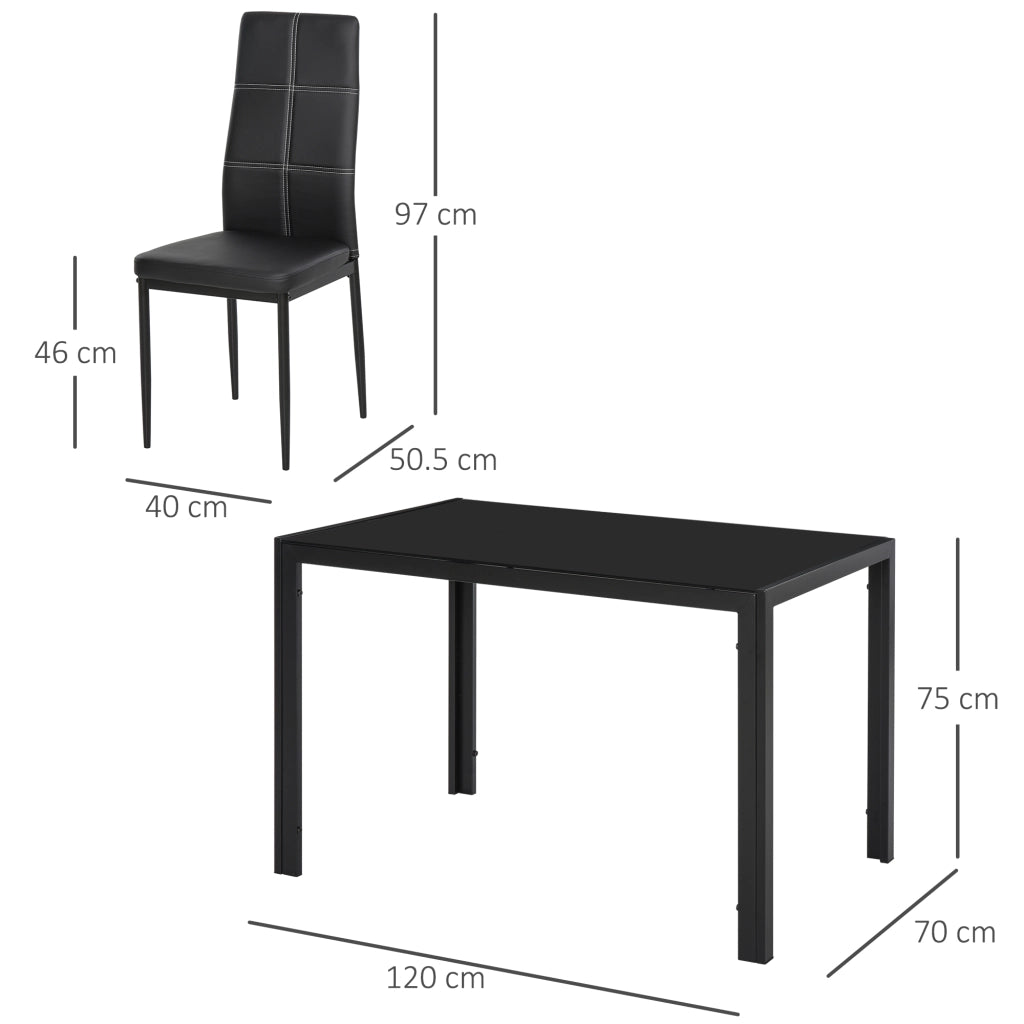 Set Tavolo e Sedie da Pranzo ¨C Minimal ¨C Nero, Legno, 90x200