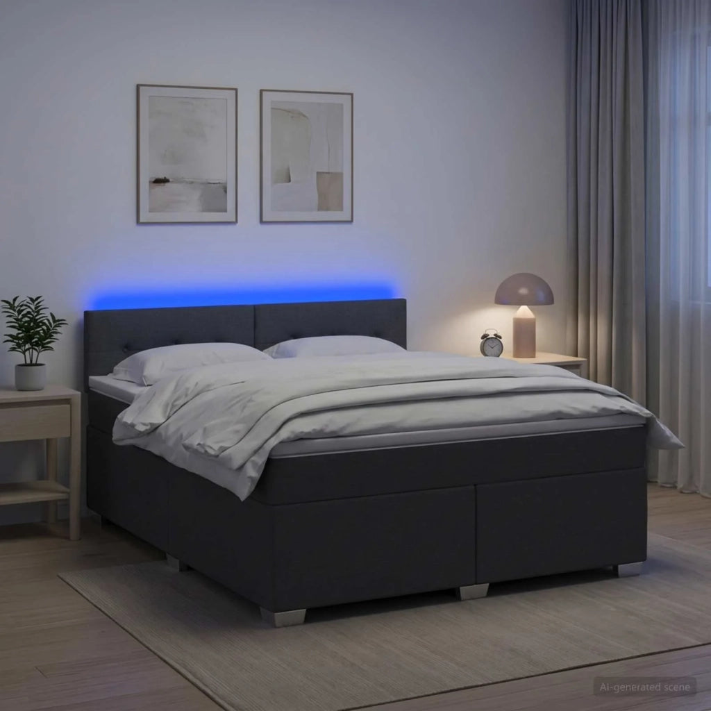 Letto con Box Spring, Materasso e LED Grigio Scuro 140 x 200 cm 3451960