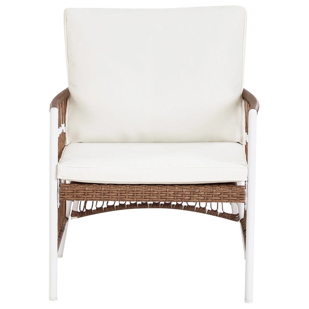 Set Balcone Bianco Alluminio Poliestere 2 Posti 2 Sedie e un Tavolo