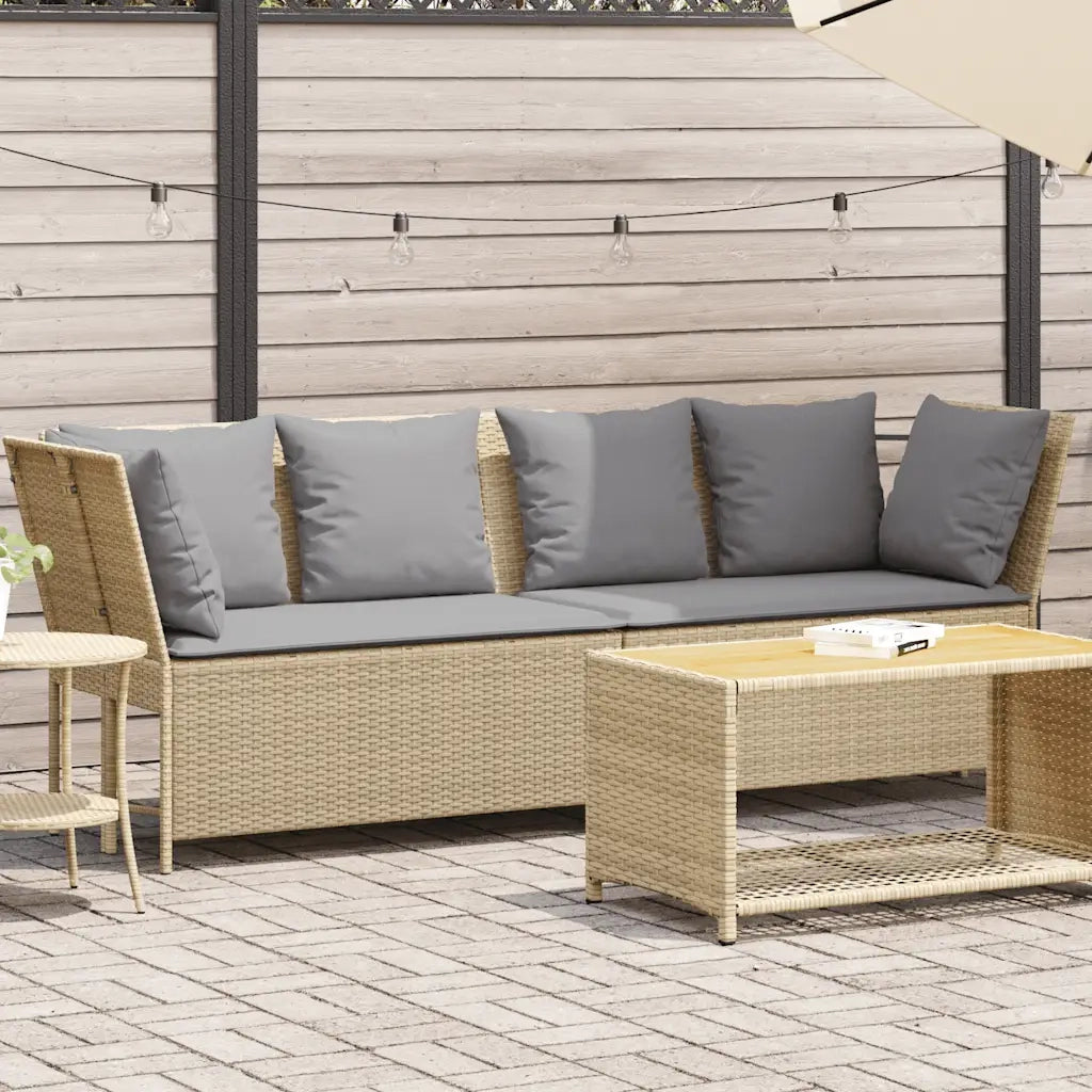 Divano da Giardino con Cuscini-Sofa da Giardino-Divano da esterno in Polyrattan Beige 421061