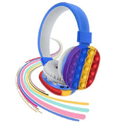 Trade Shop - Cuffie Popit Blu Bambini Wireless Radio Bluetooth Arcobaleno Pieghevole Sd Usb -