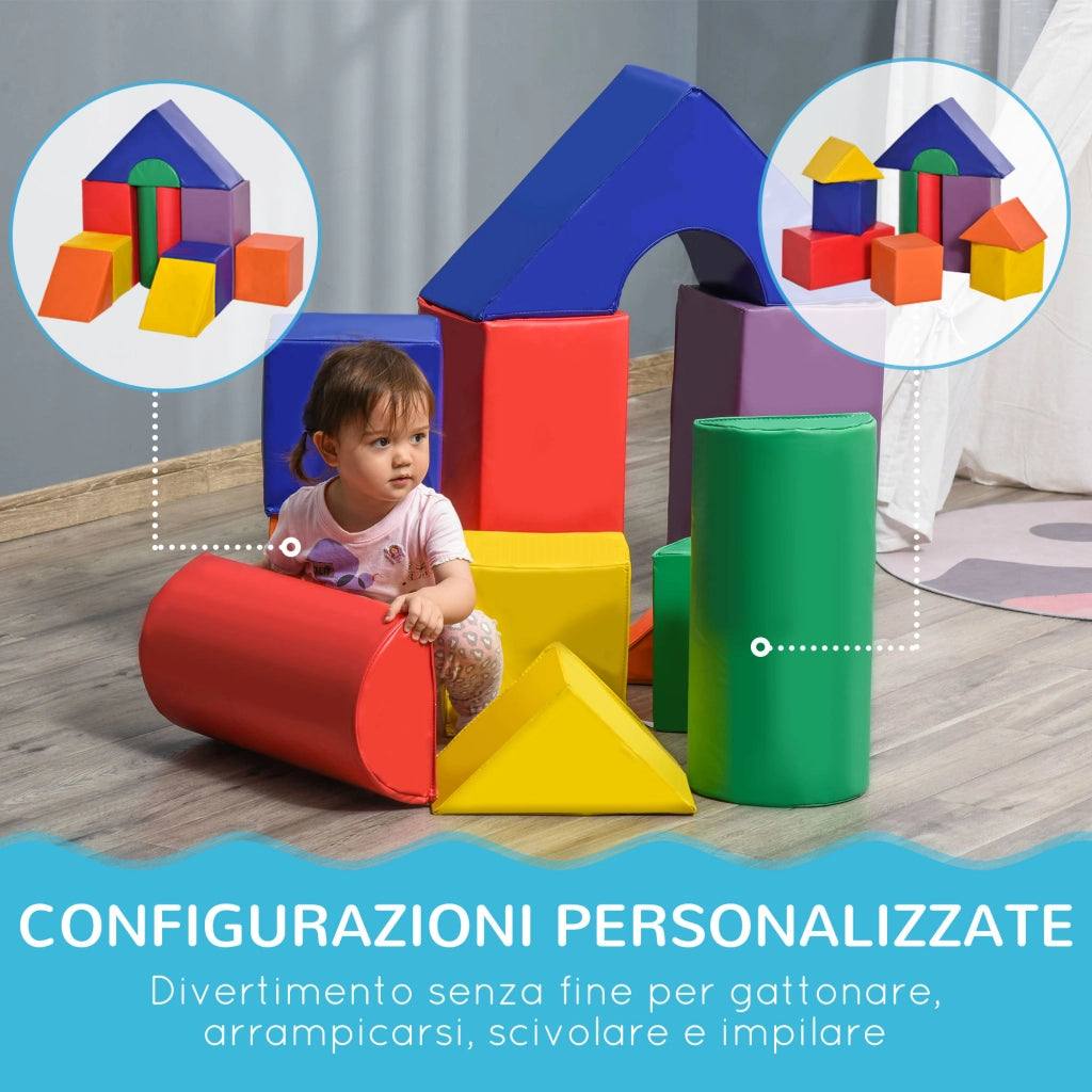 Set di Costruzioni Morbide per Bambini da 1-3 Anni con 11 Forme. in PU e EPE. Colori Vari