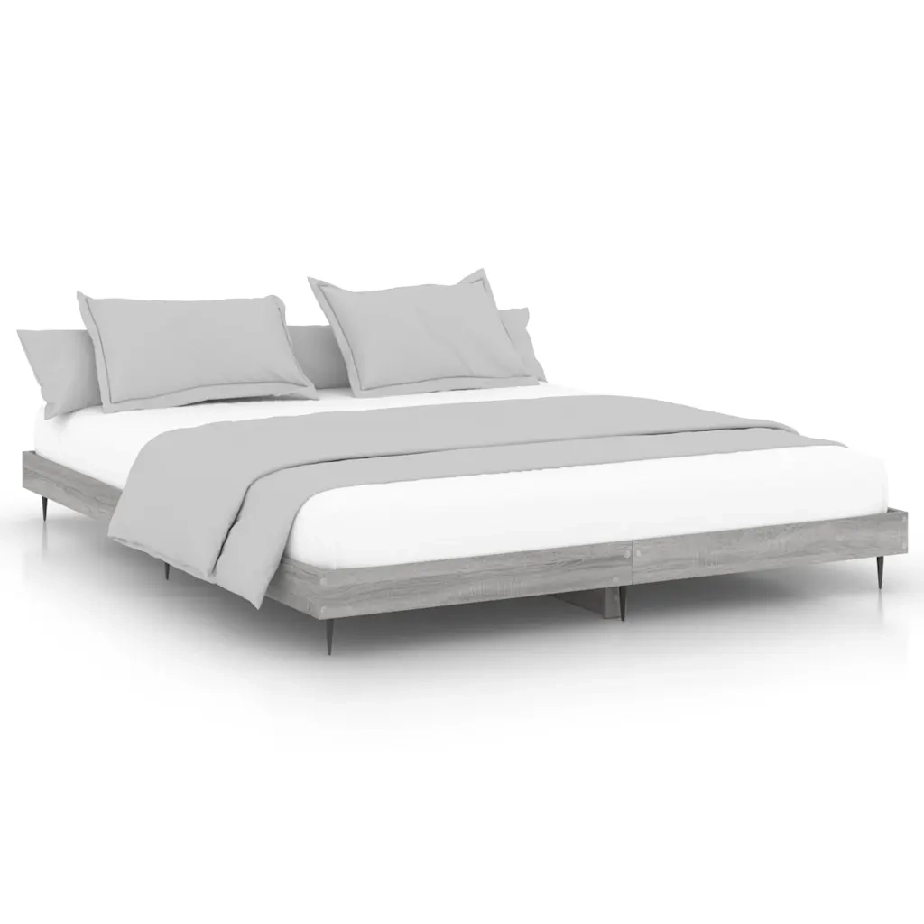 Letto matrimoniale | Letto per adulti | Giroletto Grigio Sonoma 200x200 cm in Legno Multistrato