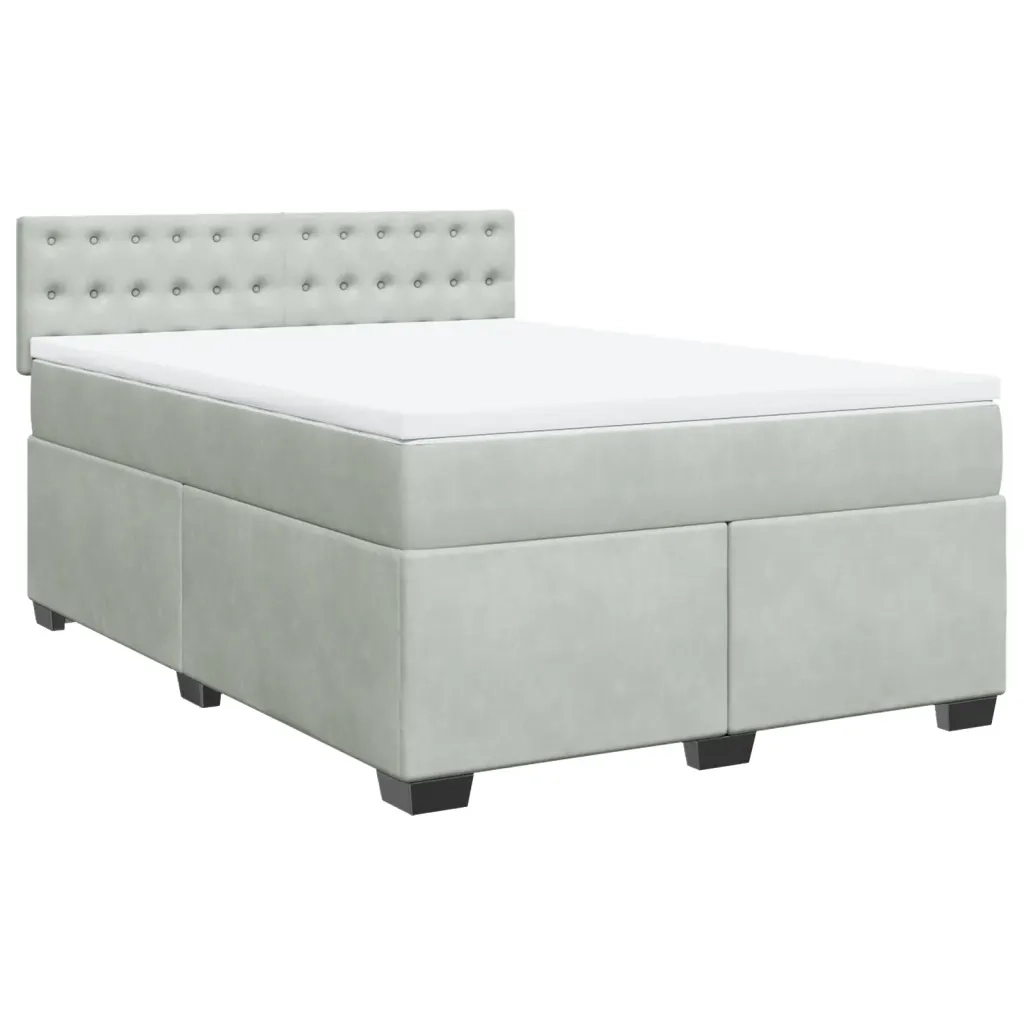 Giroletto a Molle con Materasso Grigio Chiaro 160x200cm Velluto