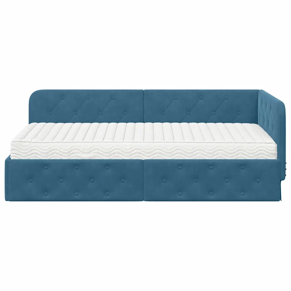 Cornice del letto ad angolo Blu 90 x 190 cm Velluto 3394071