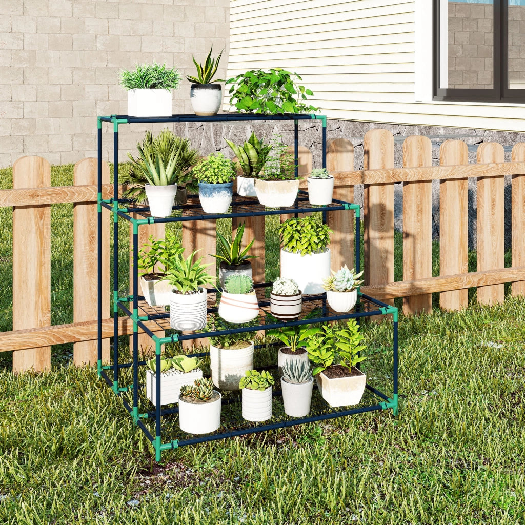 Supporto per Piante 4 Livelli ¨C Xylo ¨C Metallo Verde Esterno Giardino