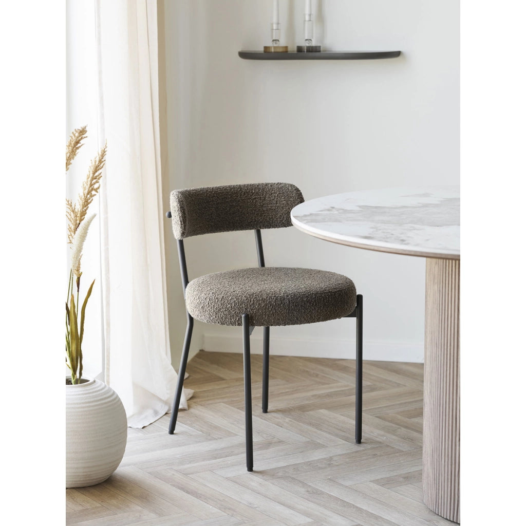 Set di 2 Sedie Badalona, Marrone, Tessuto, 49,5x47x72,5 cm