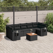 Set Divani da Giardino con Cuscini 8 pz Nero in Polyrattan 3256804