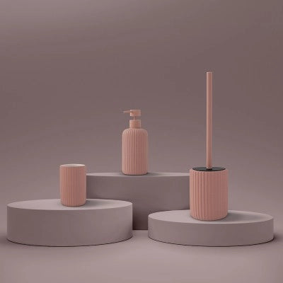 Set accessori bagno 3 pezzi in ceramica rosa soft touch Spring