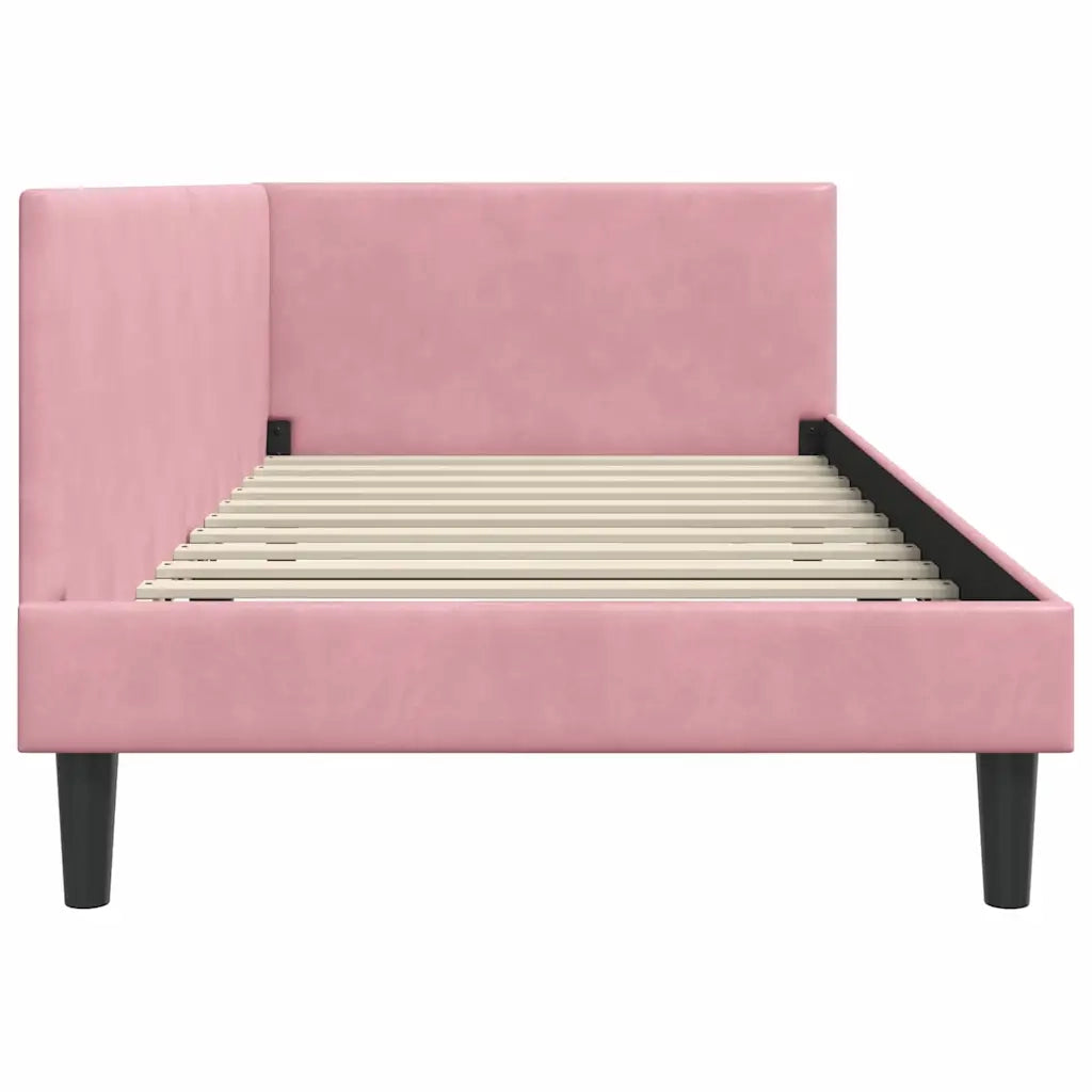 Cornice del letto ad angolo Rosa 100 cm x 200 cm Velluto 42016239