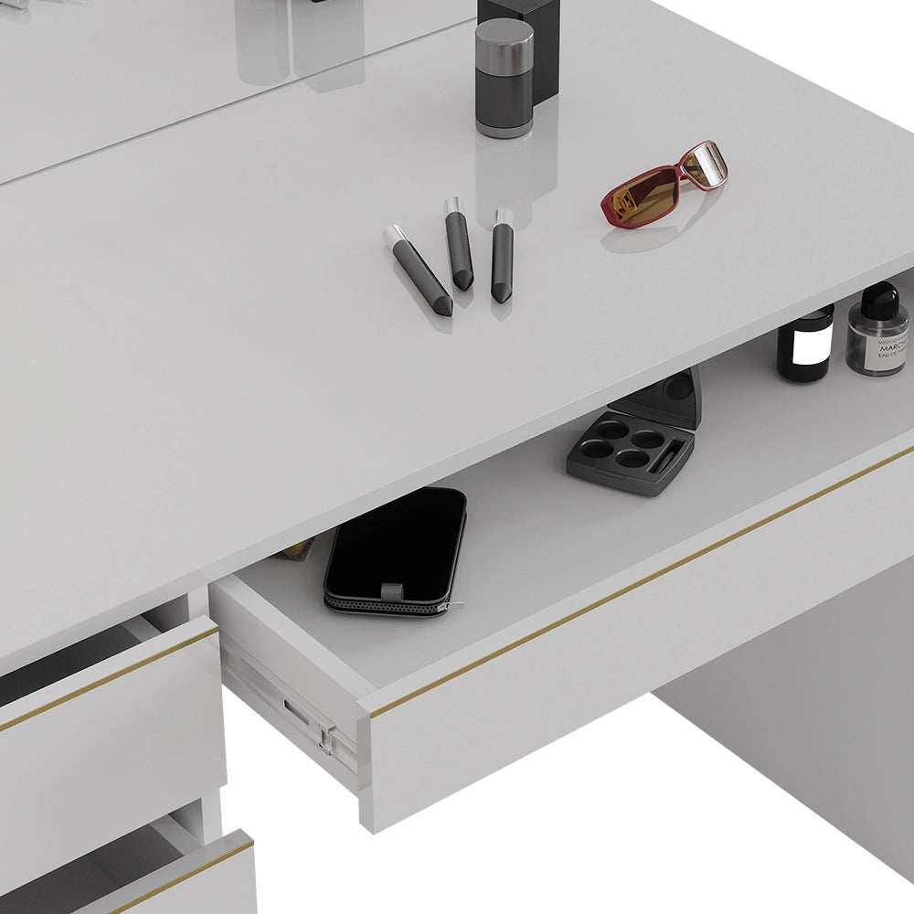 Vicco Tavolo da toilette Bianco/Oro 55 cm con specchio