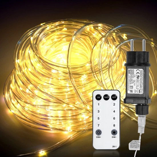 Fili di luce per interni ed esterni – 300 LED - 10 metri - Illuminazione atmosferica - Con telecomando - Idrorepellente - Filo di luce a pendolo per esterni - Luci da giardino a luce calda