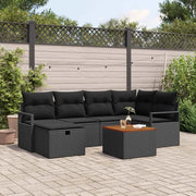 Set Divano da Giardino con cuscino 7 pcs Nero Poly Rattan 3360873