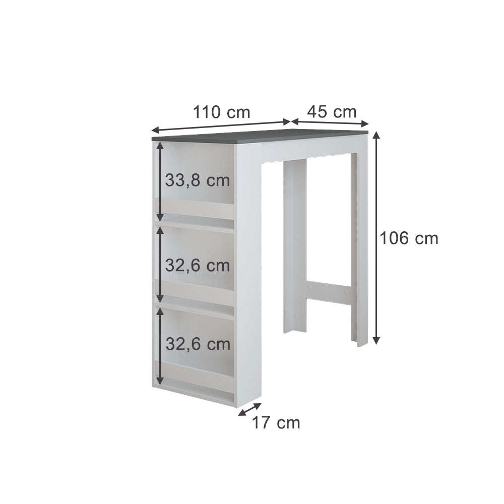 Vicco Tavolo da bar Antracite/bianco 45 x 110 cm