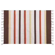 Tappeto marrone e beige strisce cotone 160 x 230 cm rettangolare tessuto a mano