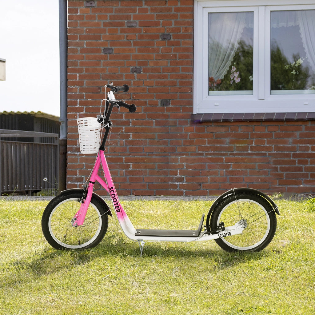 Trotinette per Bambini con Freno e Cestino ¨C zephmum ¨C Bianco e Rosa