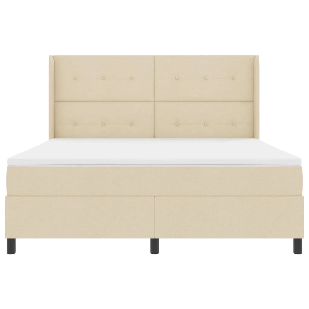 Letto a molle con materasso Crema 180 x 200 cm Tessuto