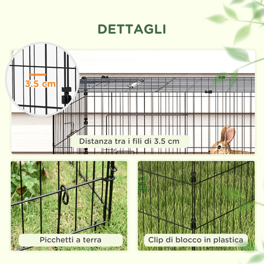 Gabbia per Coniglio ¨C Minimal ¨C Verde Acciaio 220x85x70cm