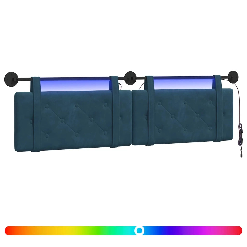 Testiera sospesa Con luce LED Blu Velluto 3424228