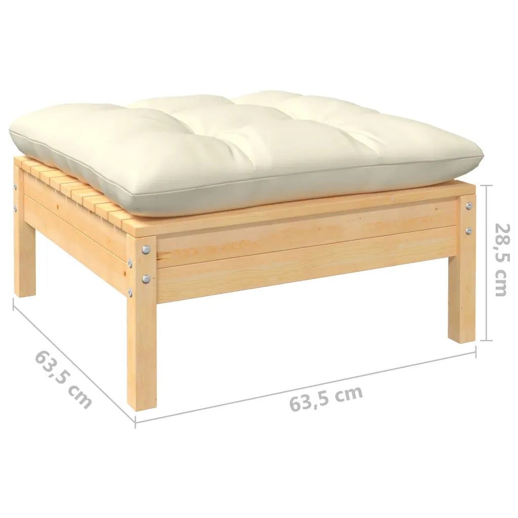 Set Salotto da Giardino 9 pz con Cuscini Crema in Legno di Pino 3096977