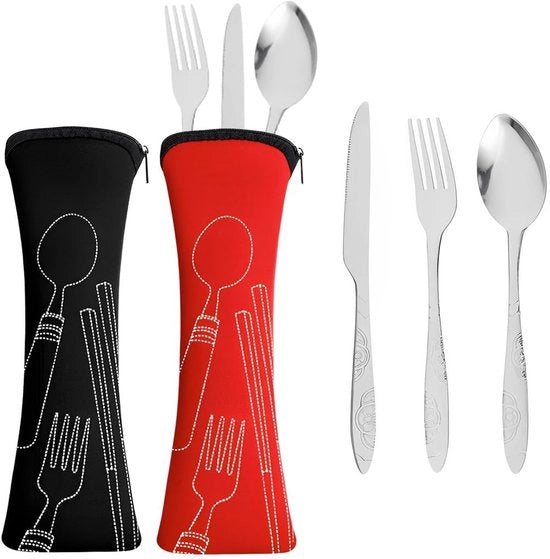 Set di cucito 3 pezzi - Acciaio inossidabile - Portatile - Viaggio/Camping/Picnic - Riciclabile - Leggero e compatto
