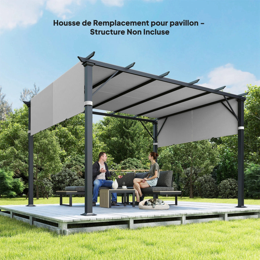 Tenda da Pergola 2 Pezzi ¨C Minimal ¨C Grigio Chiaro Polyester 4.9x1.2m