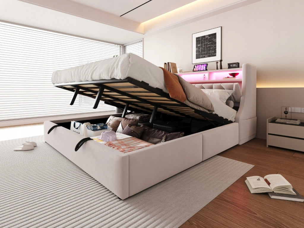 Letto imbottito matrimoniale - Xylo - 180x200 - Grigio - Base idraulica