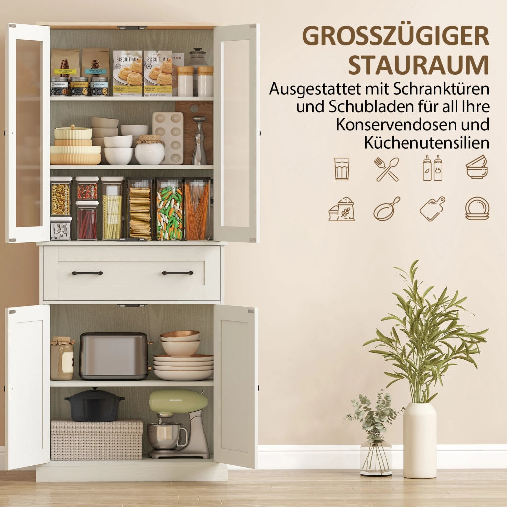 Mobile da cucina freestanding con ripiani regolabili e cassetto ¨C Xylo ¨C Bianco