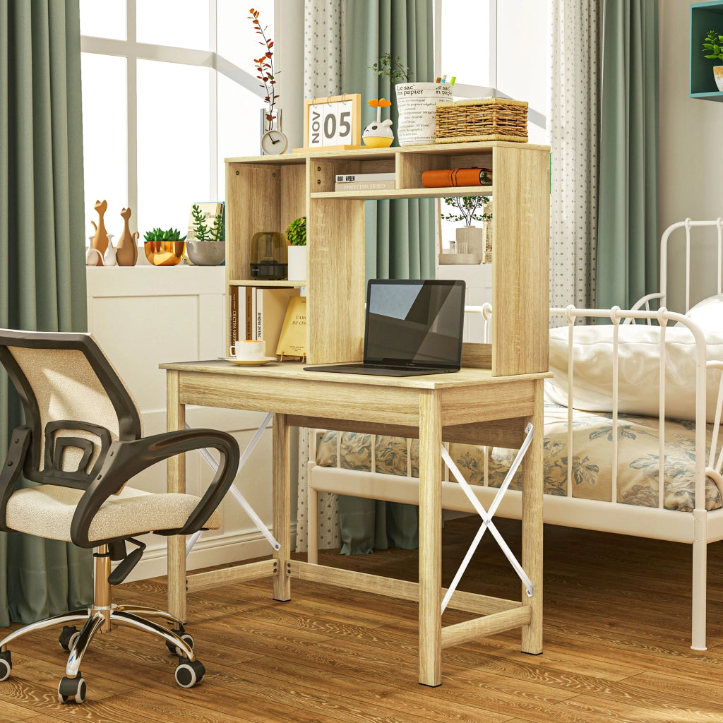 Scrivania con libreria e cassetti ¨C Zephmum ¨C Legno Rovere 100x50x