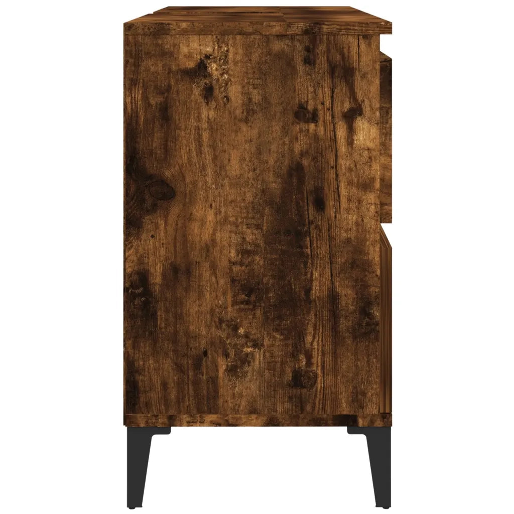 Mobile Lavabo-Armadietto da bagno Rovere Fumo 80x33x60 cm in Legno Multistrato 765305