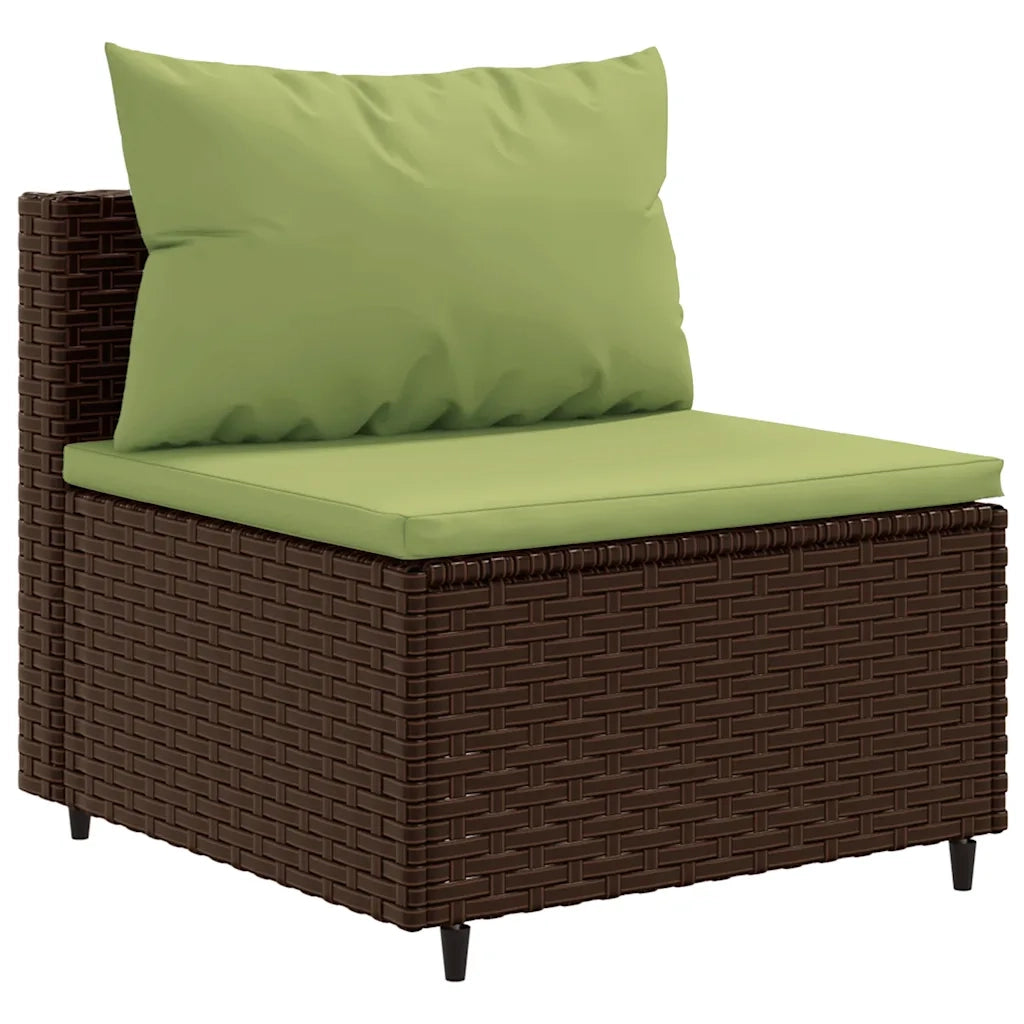 Set Divano da Giardino 3 pz con Cuscini Marrone in Polyrattan 3308454