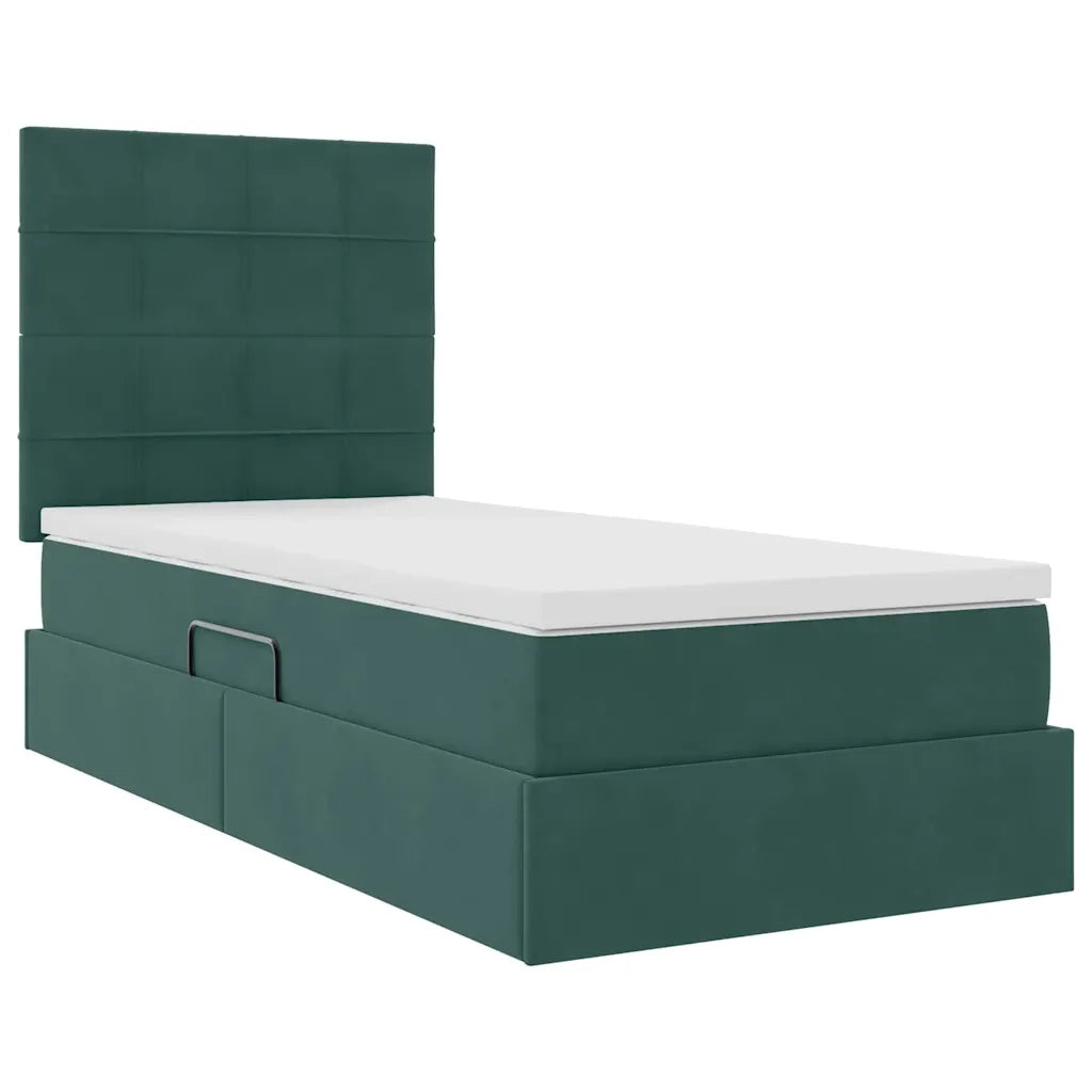 Letto con contenitore e materasso Verde Scuro 90 x 200 cm