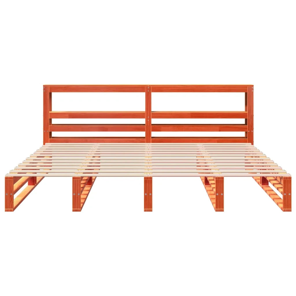 Giroletto con Testiera Marrone Cera 200x200 cm Massello Pino 3306509