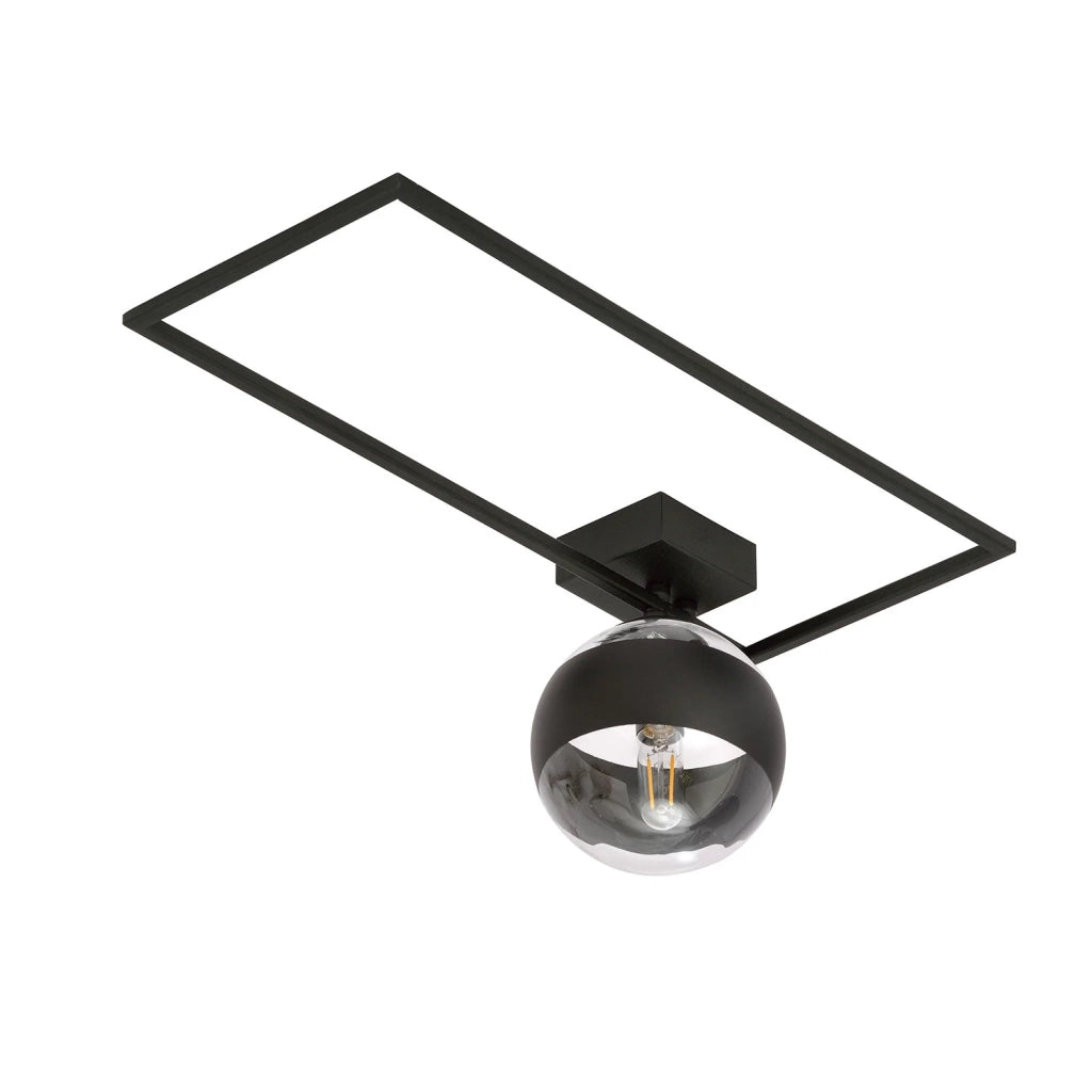Plafoniera Moderna Andromeda Acciaio Nero Trasparente 1 Luce E14 Ip20