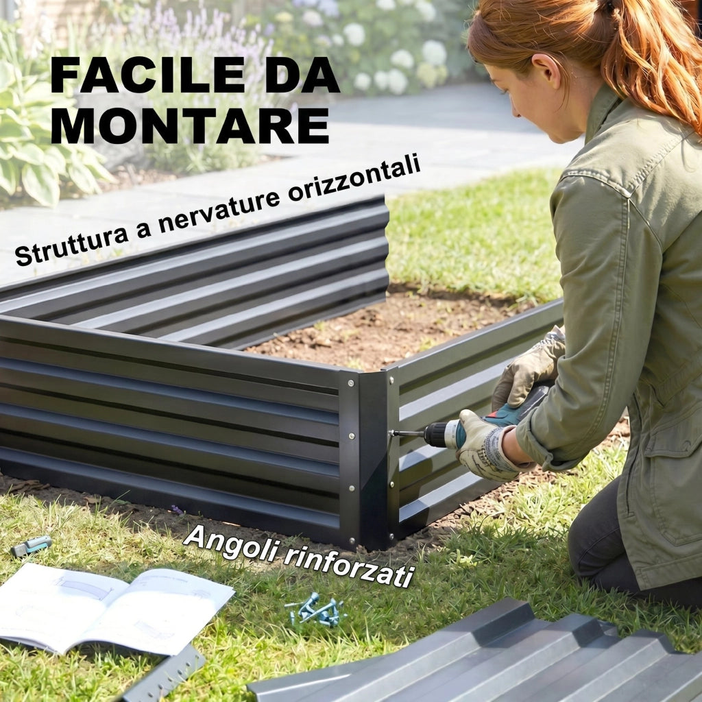 Letto a Soppalco in Acciaio con Fondo Aperto ¨C Zephmum ¨C Grigio Scuro 120x101x58cm