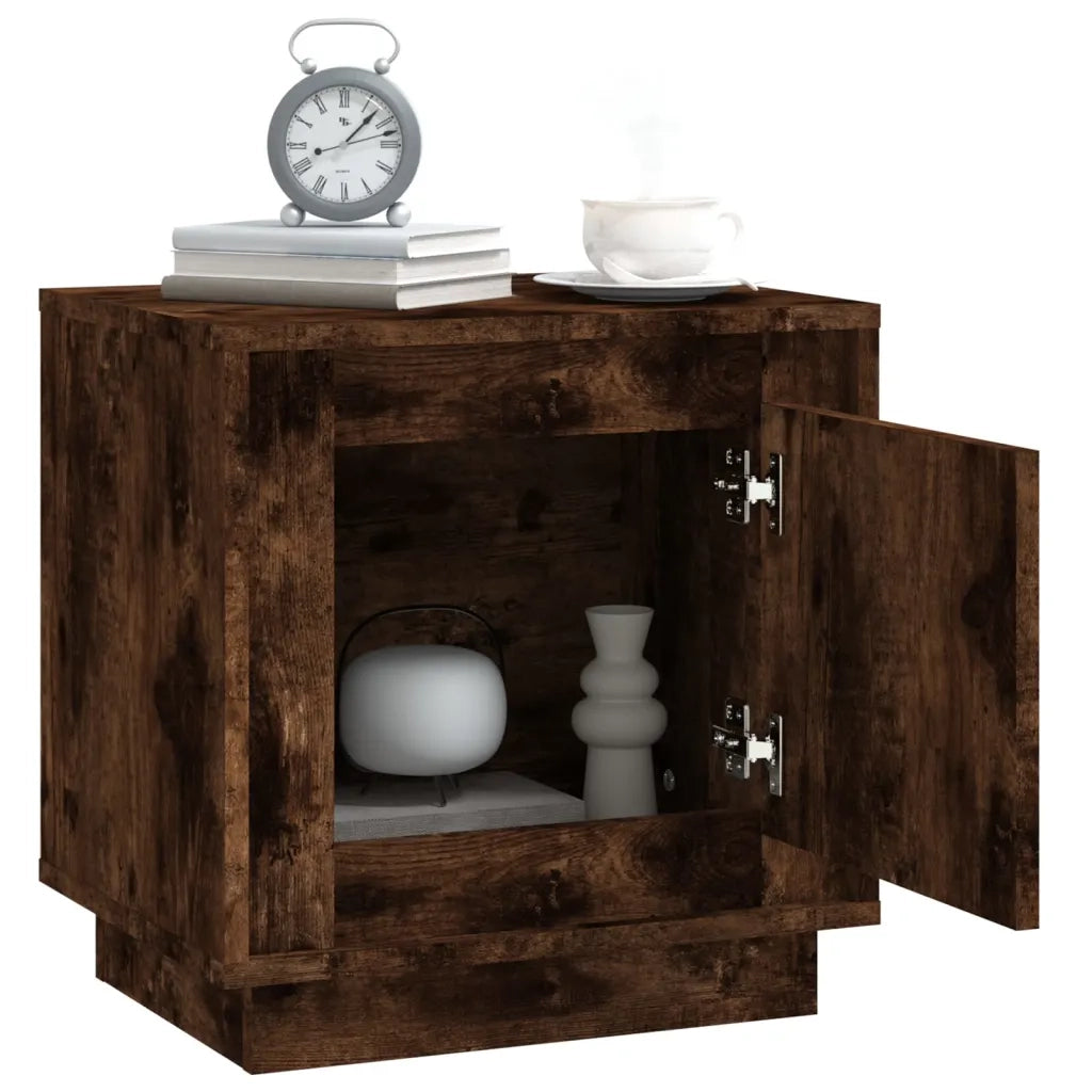 Set di 2 Comodini | Armadio da Notte | Mobiletto da notte Rovere Fumo 44x35x45 cm in Legno Multistrato