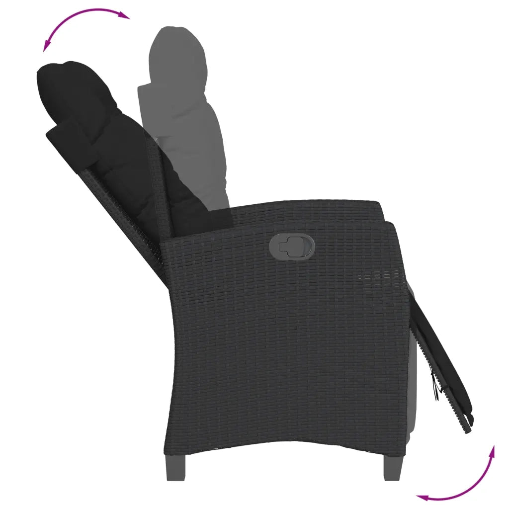 Set da Bistrò 3 pz con Cuscini Nero in Polyrattan 365249