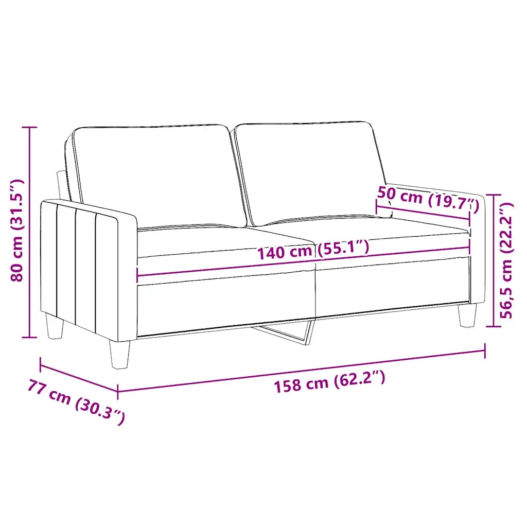 Divano a 2 Posti Grigio Scuro 140 cm in Tessuto 359164