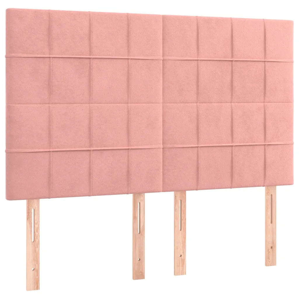 Testiera Rosa 144x5x118/128 cm Velluto 3116385