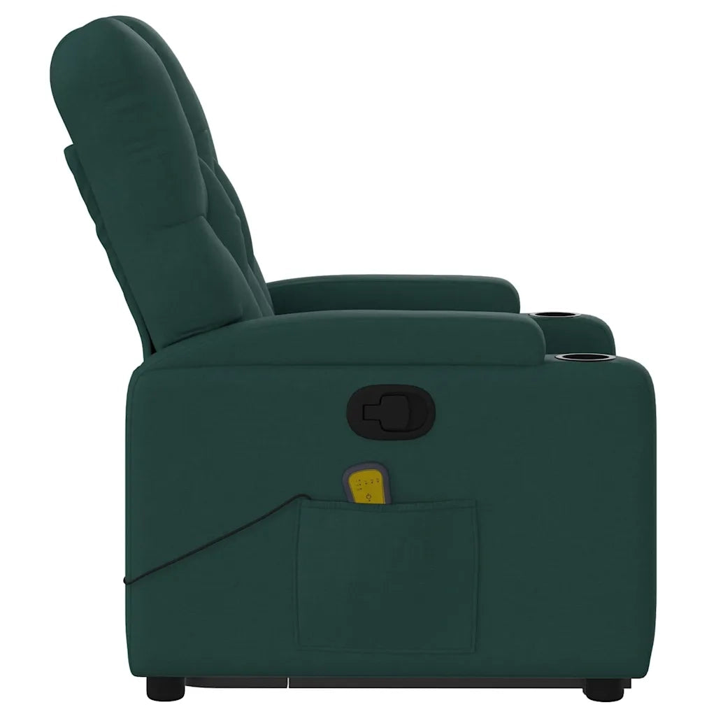 Poltrona Alzapersona Massaggiante Verde Scuro in Tessuto 3204728