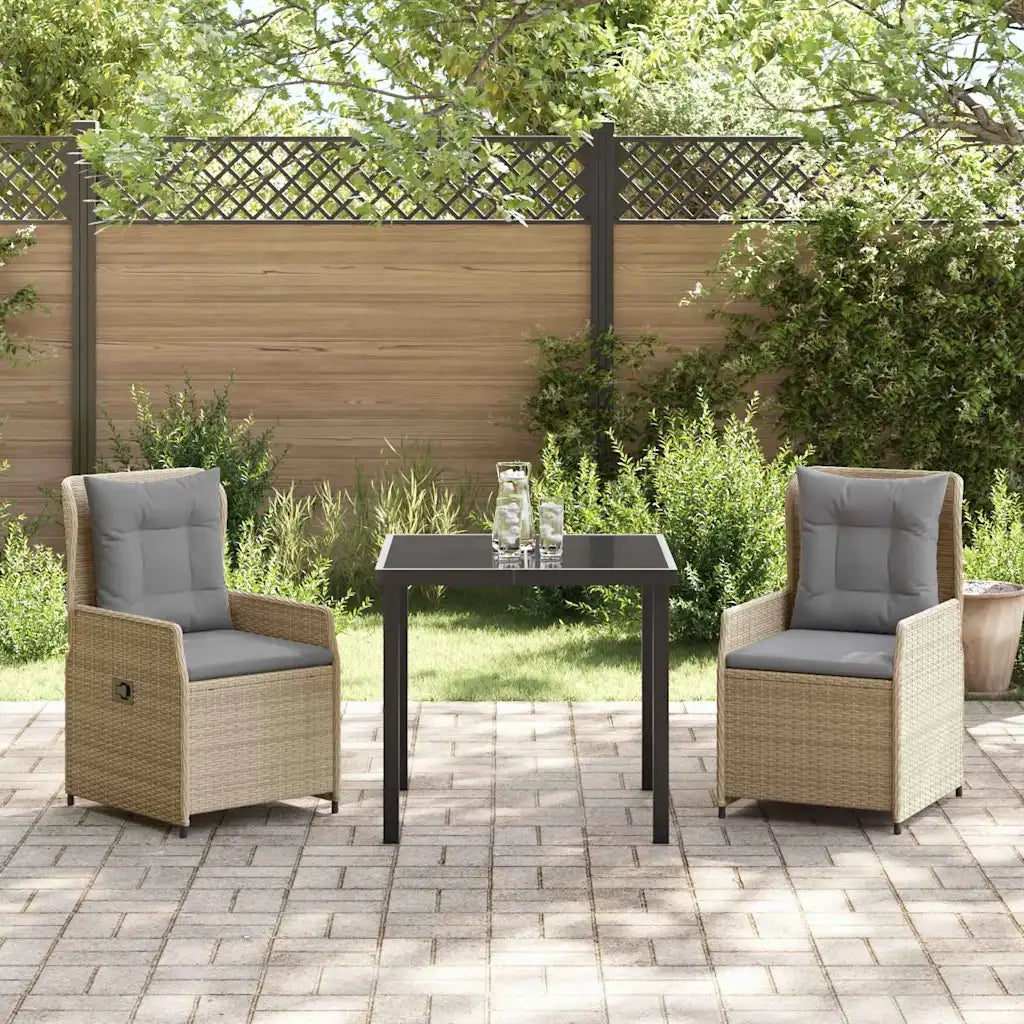 Set da Pranzo per Giardino 3 pcs Beige e Grigio Chiaro