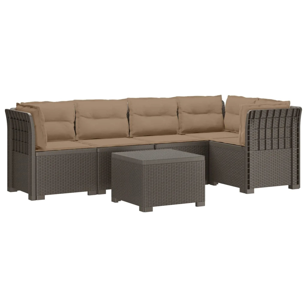 Divano da Giardino 5 Posti con Cuscini Stile Rattan PP 3444100
